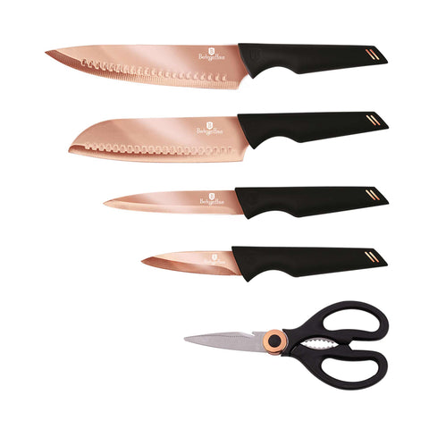 Juego de cuchillos, cuchillos, cuchillo,T4: juego de cuchillos de 5 piezas, blíster, negro/oro rosa,BH/2652