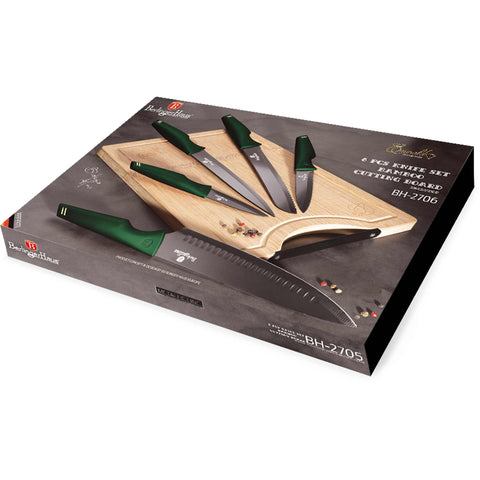  BH/2706,BH/2551A,Juego de cuchillos de 6 piezas con tabla de cortar de bambú,Esmeralda,Verde,T4: Juego de cuchillos de 6 piezas con tabla de cortar de bambú b.,juego de cuchillos,cuchillos,cuchillo,tabla de cortar,bambú,Cuchillos y herramientas de corte