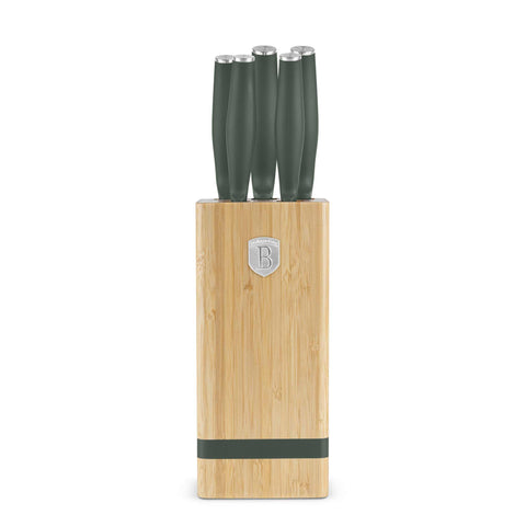  BH/2751, Juego de cuchillos de 6 piezas con soporte de BAMBÚ, Verde mate, Juego de cuchillos de 6 piezas con soporte de bambú a., Juego de cuchillos, Cuchillos, Cuchillo, Tabla de cortar, Bambú, Cuchillos y herramientas de corte