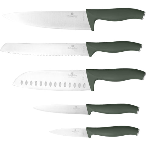  BH/2751, Juego de cuchillos de 6 piezas con soporte de BAMBÚ, Verde mate, Juego de cuchillos de 6 piezas con soporte de bambú a., Juego de cuchillos, Cuchillos, Cuchillo, Tabla de cortar, Bambú, Cuchillos y herramientas de corte