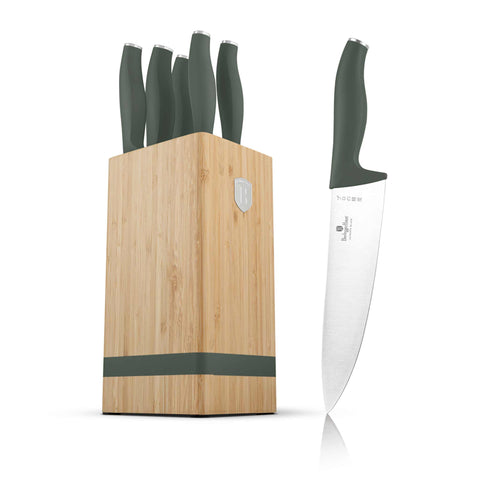  BH/2751, Juego de cuchillos de 6 piezas con soporte de BAMBÚ, Verde mate, Juego de cuchillos de 6 piezas con soporte de bambú a., Juego de cuchillos, Cuchillos, Cuchillo, Tabla de cortar, Bambú, Cuchillos y herramientas de corte