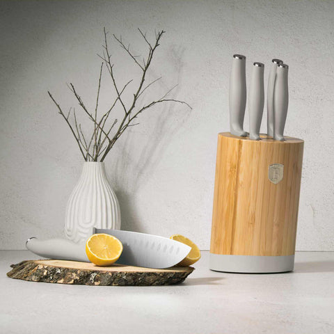 BH/2755, juego de cuchillos de 6 piezas con soporte de BAMBÚ, crema mate, juego de cuchillos de 6 piezas con soporte de bambú b., juego de cuchillos, cuchillos, cuchillo, tabla de cortar, bambú, cuchillos y herramientas de corte