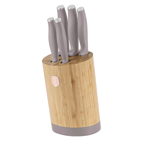  BH/2756, juego de cuchillos de 6 piezas con soporte de BAMBÚ, gris topo mate, juego de cuchillos de 6 piezas con soporte de bambú b., juego de cuchillos, cuchillos, cuchillo, tabla de cortar, bambú, cuchillos y herramientas de corte