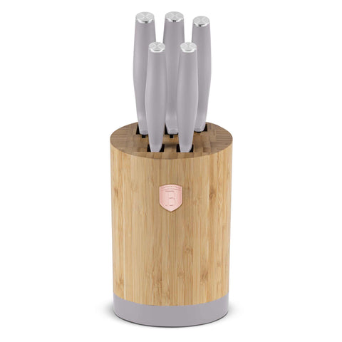  BH/2756, juego de cuchillos de 6 piezas con soporte de BAMBÚ, gris topo mate, juego de cuchillos de 6 piezas con soporte de bambú b., juego de cuchillos, cuchillos, cuchillo, tabla de cortar, bambú, cuchillos y herramientas de corte