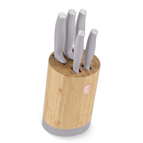  BH/2756, juego de cuchillos de 6 piezas con soporte de BAMBÚ, gris topo mate, juego de cuchillos de 6 piezas con soporte de bambú b., juego de cuchillos, cuchillos, cuchillo, tabla de cortar, bambú, cuchillos y herramientas de corte