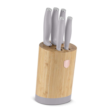  BH/2756, juego de cuchillos de 6 piezas con soporte de BAMBÚ, gris topo mate, juego de cuchillos de 6 piezas con soporte de bambú b., juego de cuchillos, cuchillos, cuchillo, tabla de cortar, bambú, cuchillos y herramientas de corte