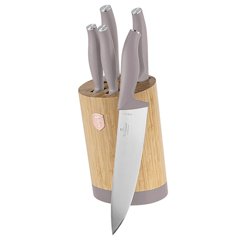  BH/2756, juego de cuchillos de 6 piezas con soporte de BAMBÚ, gris topo mate, juego de cuchillos de 6 piezas con soporte de bambú b., juego de cuchillos, cuchillos, cuchillo, tabla de cortar, bambú, cuchillos y herramientas de corte