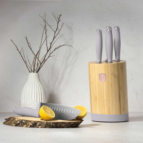  BH/2756, juego de cuchillos de 6 piezas con soporte de BAMBÚ, gris topo mate, juego de cuchillos de 6 piezas con soporte de bambú b., juego de cuchillos, cuchillos, cuchillo, tabla de cortar, bambú, cuchillos y herramientas de corte