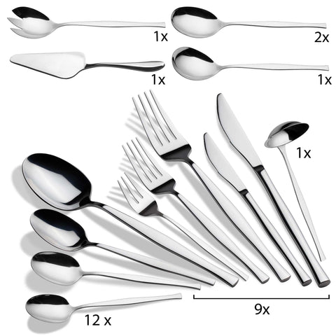  BH/2762, Juego de cubiertos de 90 piezas con espejo, acero inoxidable, juego de cubiertos de 90 piezas, juego de cubiertos, cubiertos, espejo, vajilla