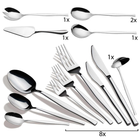  BH/2763, Juego de cubiertos de 70 piezas con espejo, acero inoxidable, juego de cubiertos de 70 piezas, juego de cubiertos, cubiertos, espejo, vajilla