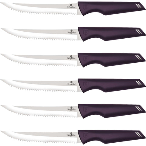 Juego de cuchillos para carne, cuchillos para carne, T4: juego de 6 cuchillos para carne, blíster, morado, BH/2789