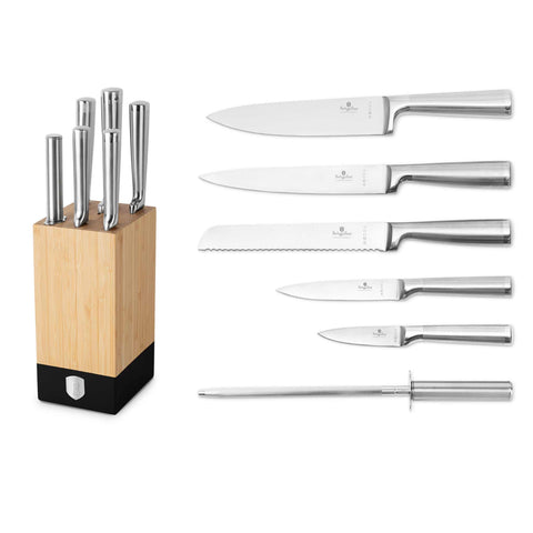 BH/2804,BH/2424,Juego de cuchillos de 7 piezas con soporte de BAMBÚ,Acero inoxidable,T6: Juego de cuchillos de 7 piezas con soporte de bambú,juego de cuchillos,cuchillos,cuchillo,tabla de cortar,bambú,Cuchillos y herramientas de corte