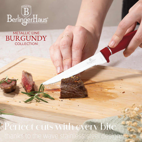 BH/2809,BH/2781, juego de 6 cuchillos para carne, burdeos, rojo, T4: juego de 6 cuchillos para carne, blíster, juego de cuchillos para carne, cuchillos para carne, cuchillos y herramientas de corte, cuchillo para carne