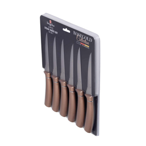  BH/2811, juego de 6 cuchillos para carne, oro rosa, T4: juego de 6 cuchillos para carne, blíster, juego de cuchillos para carne, cuchillos para carne, cuchillos y herramientas de corte, cuchillo para carne