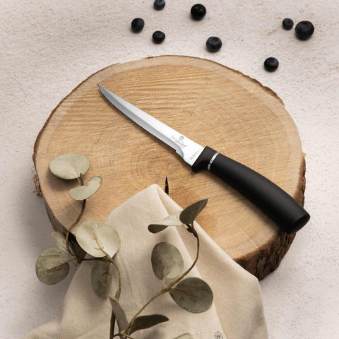  BH/2815, juego de 6 cuchillos para carne, negro, plateado, T4: juego de 6 cuchillos para carne, blíster, juego de cuchillos para carne, cuchillos para carne, cuchillos y herramientas de corte, cuchillo para carne