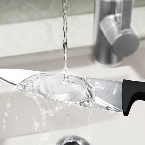 Product image of Chef knife 20cm. Part of the Black Vantage Collection/Matte Black Collection/Black Silver Collection . Features: • Material: stainless steel • Size: 20 cm • Color: black- silver REGISTERED DESIGN BY BERLINGER HAUS!. (Studio view). Official Berlinger Haus product, boosted by Promintra sl.