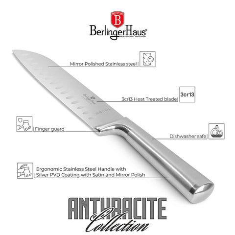  BH/2823, Cuchillo Santoku 17,5cm, Acero Inoxidable, Cuchillo Santoku, Cuchillo, Cuchillos y Herramientas de Corte