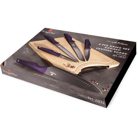 Juego De 6 Cuchillos Con Tabla De Cortar De Bambú, Embalaje del producto