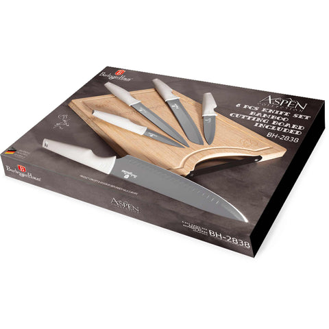 Juego De 6 Cuchillos Con Tabla De Cortar De Bambú, Embalaje del producto