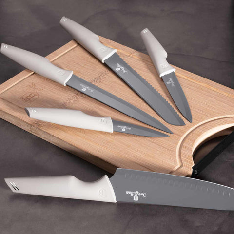  BH/2838,BH/2846,Juego de cuchillos de 6 piezas con tabla de cortar de bambú,Gris mate,T4: Juego de cuchillos de 6 piezas con tabla de cortar de bambú b.,juego de cuchillos,cuchillos,cuchillo,tabla de cortar,bambú,Cuchillos y herramientas de corte
