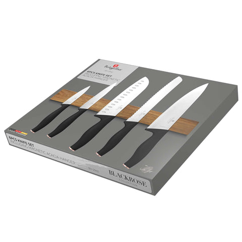 Juego De 6 Cuchillos Con Colgador Magnético De Madera De Acacia, Embalaje del producto