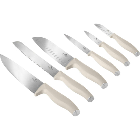 BH/2952, juego de cuchillos de 6 piezas, crema mate, juego de cuchillos de 6 piezas a., juego de cuchillos, cuchillos, cuchillo, cuchillos y herramientas de corte