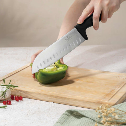  BH/2963, juego de cuchillos de 6 piezas con tabla de cortar de bambú, negro, oro rosa, juego de cuchillos de 6 piezas con tabla de cortar de bambú, juego de cuchillos, cuchillos, cuchillo, tabla de cortar, bambú, cuchillos y herramientas de corte