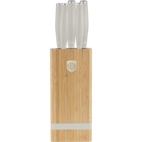  BH/2973, Juego de cuchillos de 6 piezas con soporte de BAMBÚ, crema mate, juego de cuchillos de 6 piezas con soporte de bambú a., juego de cuchillos, cuchillos, cuchillo, tabla de cortar, bambú, cuchillos y herramientas de corte