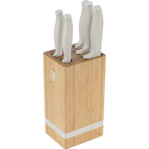  BH/2973, Juego de cuchillos de 6 piezas con soporte de BAMBÚ, crema mate, juego de cuchillos de 6 piezas con soporte de bambú a., juego de cuchillos, cuchillos, cuchillo, tabla de cortar, bambú, cuchillos y herramientas de corte
