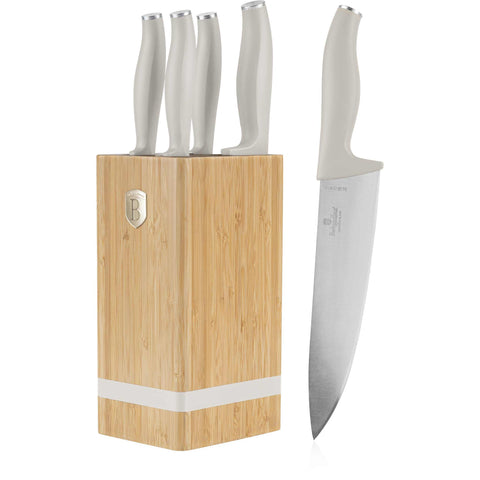  BH/2973, Juego de cuchillos de 6 piezas con soporte de BAMBÚ, crema mate, juego de cuchillos de 6 piezas con soporte de bambú a., juego de cuchillos, cuchillos, cuchillo, tabla de cortar, bambú, cuchillos y herramientas de corte