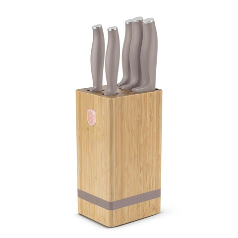 Juego De 6 Cuchillos Con Soporte De Bambú