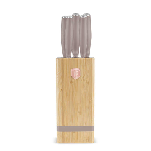 Juego De 6 Cuchillos Con Soporte De Bambú