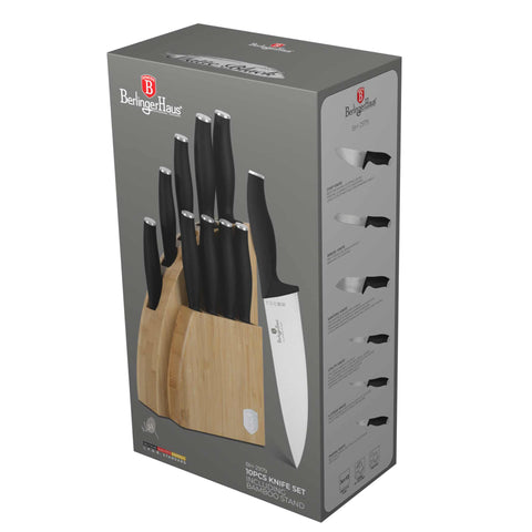 Juego De 10 Cuchillos Con Soporte De Bambú, Embalaje del producto