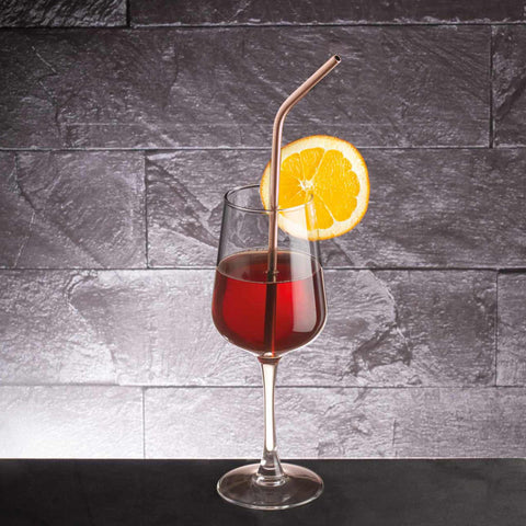  BH/2982, juego de 6 pajitas dobladas de acero inoxidable, oro rosa, juego de pajitas, juego de pajitas de acero inoxidable, vajilla, otros