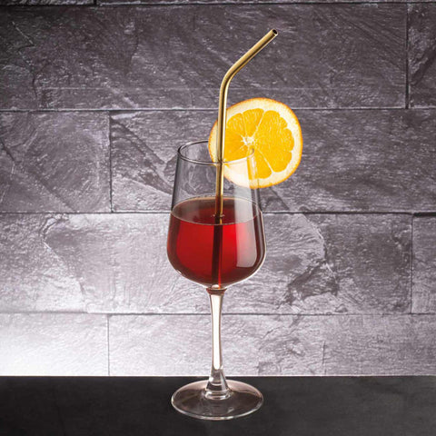 BH/2983, juego de 6 pajitas dobladas de acero inoxidable, champán, juego de pajitas, juego de pajitas de acero inoxidable, vajilla, otros