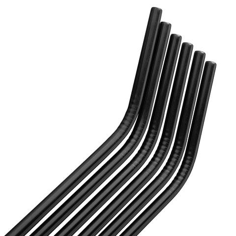  BH/2984, juego de 6 pajitas dobladas de acero inoxidable, negro, juego de pajitas, juego de pajitas de acero inoxidable, vajilla, otros