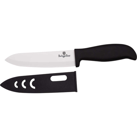 Cuchillo de chef con protector de hoja, cuchillo de cerámica, cuchillo de chef, negro/plata, BH/3029NO