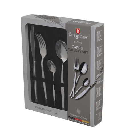BH/3036, juego de cubiertos de 24 piezas PLATEADO espejo PULIDO, acero inoxidable, juego de cubiertos de 24 piezas, juego de cubiertos, cubiertos, espejo, vajilla