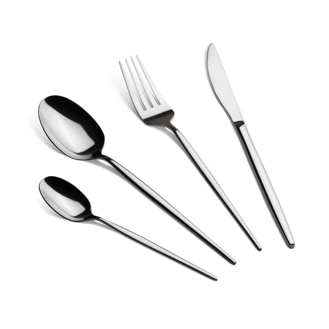 Product image of 24pcs cutlery set SILVER mirror POLISH. Part of the Cutlery sets . Features: • Material: stainless steel with full MIRROR finish • Include: • Table knife 6 pcs 7,0 mm • Table fork 6 pcs 4,0 mm • Table spoon 6 pcs 4,0 mm • Te.... (Studio view). Official Berlinger Haus product, boosted by Promintra sl.