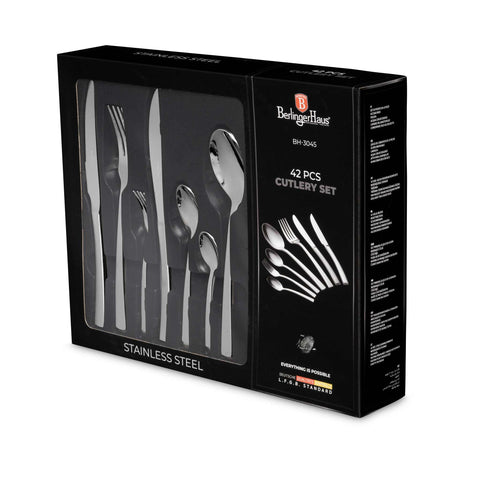  BH/3045, juego de cubiertos de 42 piezas con cuchillo para carne, acero inoxidable, juego de cubiertos de 42 piezas, juego de cubiertos, cubiertos, espejo, vajilla
