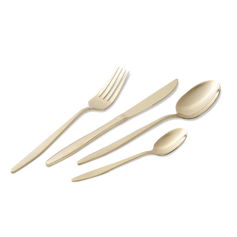  BH/3061, juego de cubiertos de 24 piezas con recubrimiento PVD dorado pulido espejo, champán, juego de cubiertos de 24 piezas, juego de cubiertos, cubiertos, espejo, vajilla