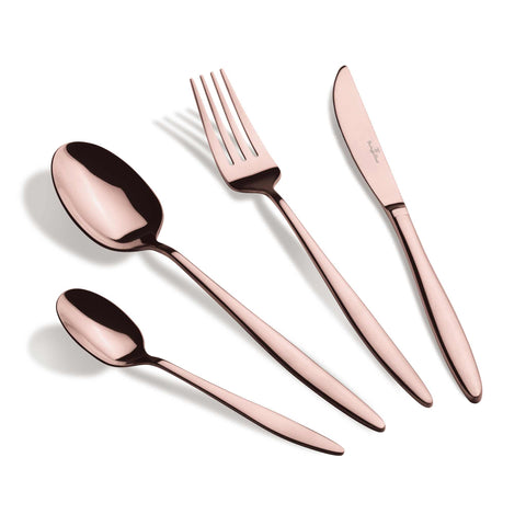  BH/3062, juego de cubiertos de 24 piezas con recubrimiento PVD de oro rosa pulido espejo, oro rosa, juego de cubiertos de 24 piezas, juego de cubiertos, cubiertos, espejo, vajilla