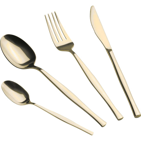  BH/3064, juego de cubiertos de 24 piezas con recubrimiento PVD dorado pulido espejo, champán, juego de cubiertos de 24 piezas, juego de cubiertos, cubiertos, espejo, vajilla