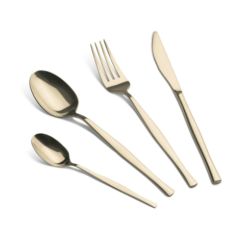  BH/3064, juego de cubiertos de 24 piezas con recubrimiento PVD dorado pulido espejo, champán, juego de cubiertos de 24 piezas, juego de cubiertos, cubiertos, espejo, vajilla