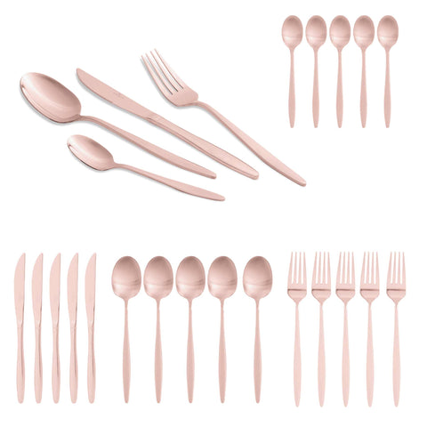  BH/3065, juego de cubiertos de 24 piezas con recubrimiento PVD de oro rosa pulido espejo, oro rosa, juego de cubiertos de 24 piezas, juego de cubiertos, cubiertos, espejo, vajilla