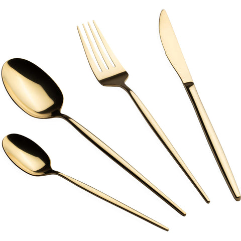  BH/3067, juego de cubiertos de 24 piezas con recubrimiento PVD dorado pulido espejo, champán, juego de cubiertos de 24 piezas, juego de cubiertos, cubiertos, espejo, vajilla