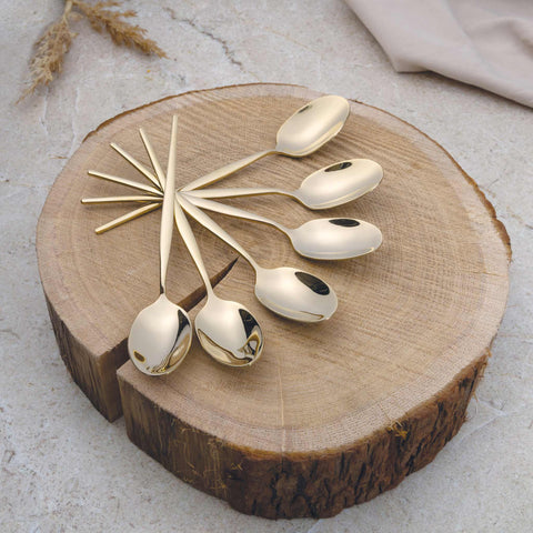  BH/3067, juego de cubiertos de 24 piezas con recubrimiento PVD dorado pulido espejo, champán, juego de cubiertos de 24 piezas, juego de cubiertos, cubiertos, espejo, vajilla