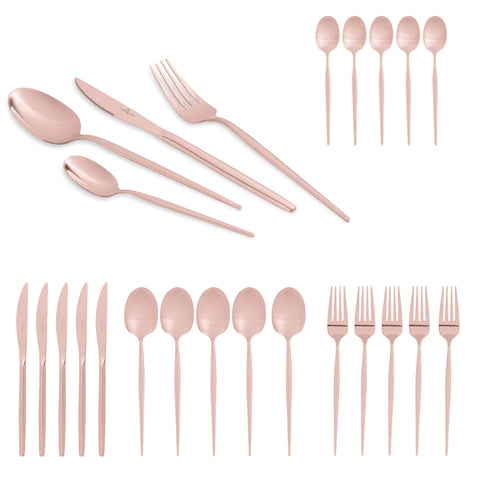  BH/3068, juego de cubiertos de 24 piezas con recubrimiento PVD de oro rosa pulido espejo, oro rosa, juego de cubiertos de 24 piezas, juego de cubiertos, cubiertos, espejo, vajilla