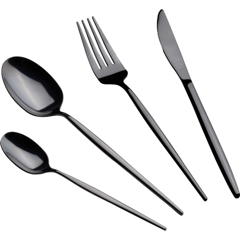  BH/3069, juego de cubiertos de 24 piezas con revestimiento PVD NEGRO PULIDO espejo, Negro, juego de cubiertos de 24 piezas, juego de cubiertos, cubiertos, espejo, Vajilla