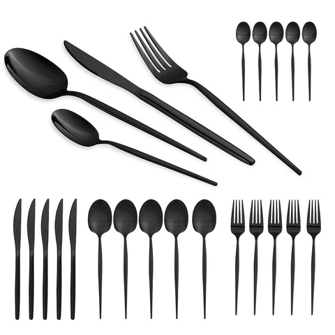  BH/3069, juego de cubiertos de 24 piezas con revestimiento PVD NEGRO PULIDO espejo, Negro, juego de cubiertos de 24 piezas, juego de cubiertos, cubiertos, espejo, Vajilla